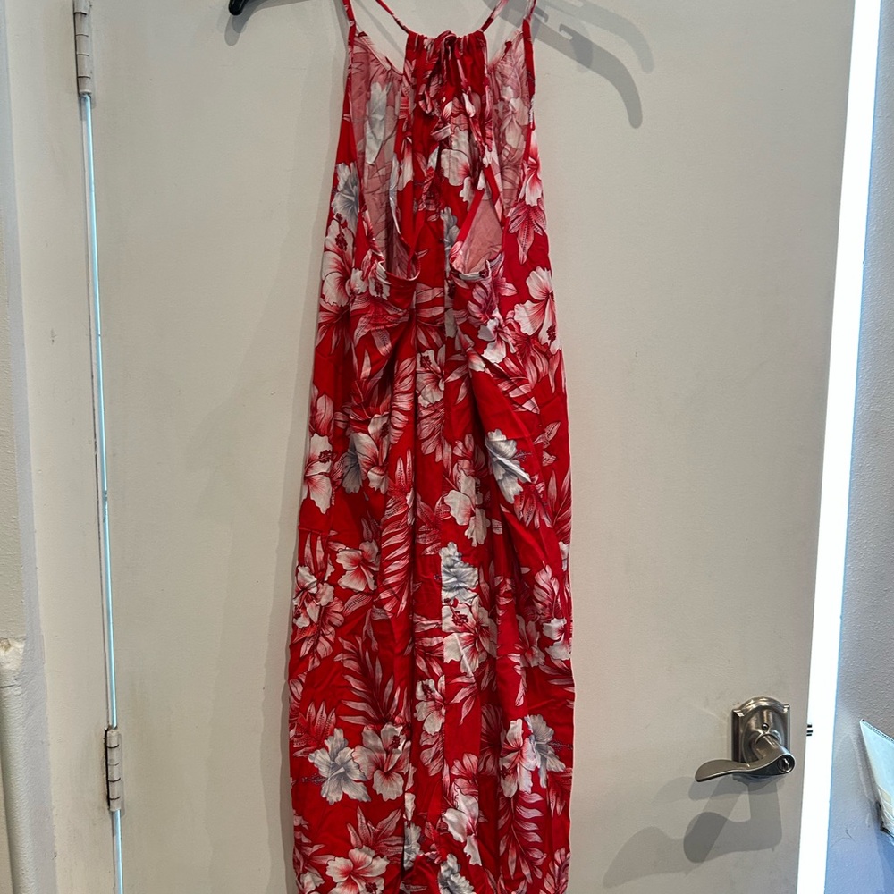 Red Floral Halter Dress